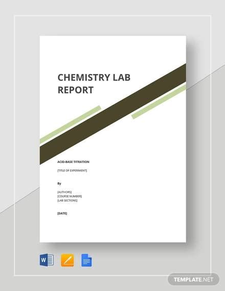 chemistry lab report cover page template